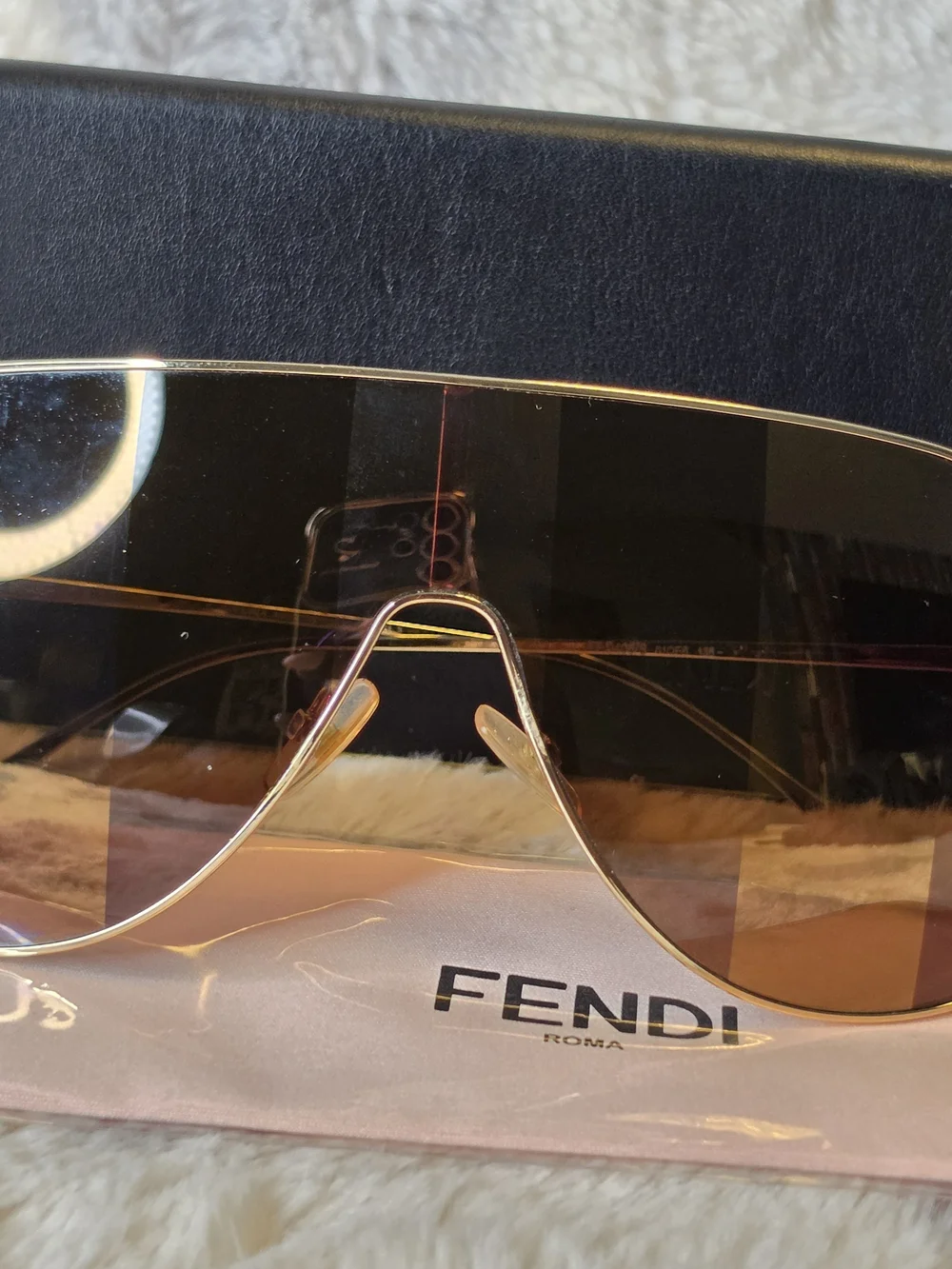 Fendi Women’s Gradient Brown Shield Sunglasses